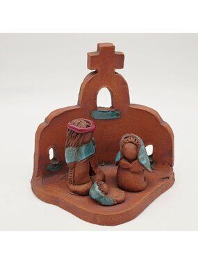 Handmade Southwestern Nativity Scene  Cross And Arch Old Town Albuquerque